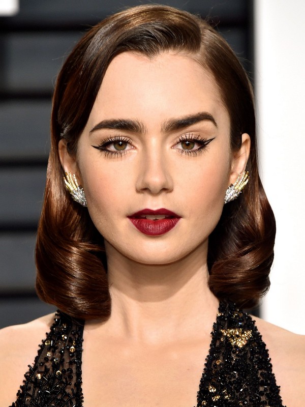 best star's eyebrows Lily Collins
