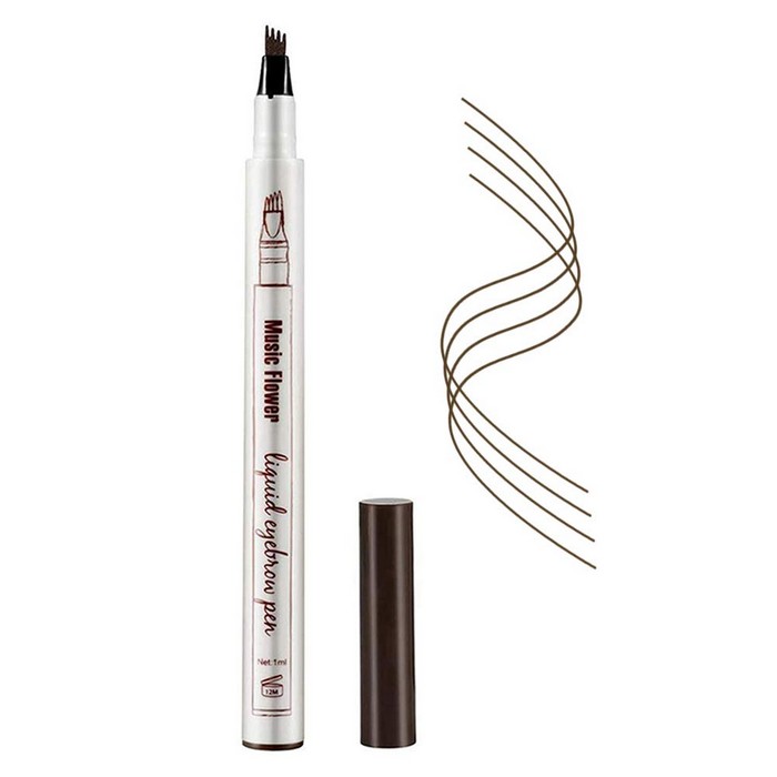 Eyebrow Pencil,Micro Ink Brow Pen 4 Points Eyebrown Pen Eyebrow Tattoo Pen Microblading Eyebrow Pen Tat BrowWaterproof & Smudge-Proof With Four Micro-Fork Tips Applicator for Natural Eye Makeup