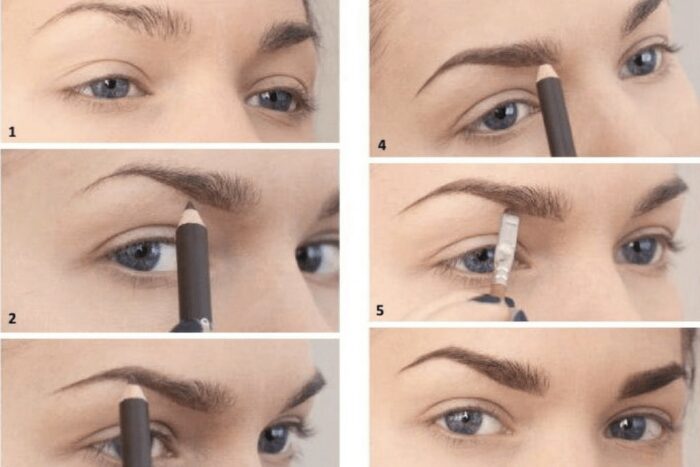 Step by step instructions on how to trace eyebrows with a pencil