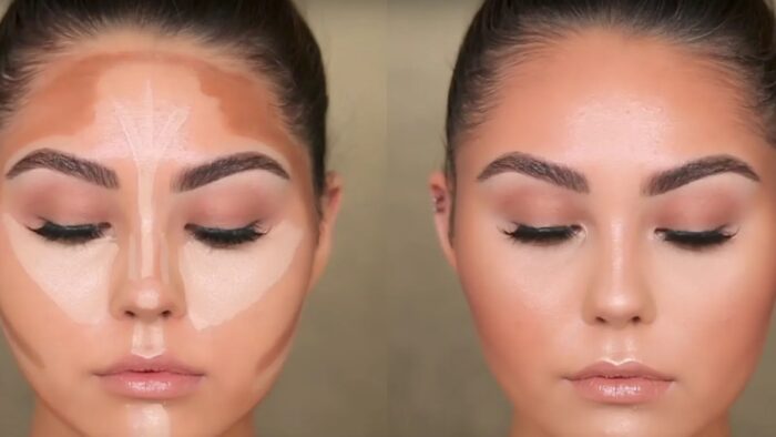 Eyebrow contouring with makeup